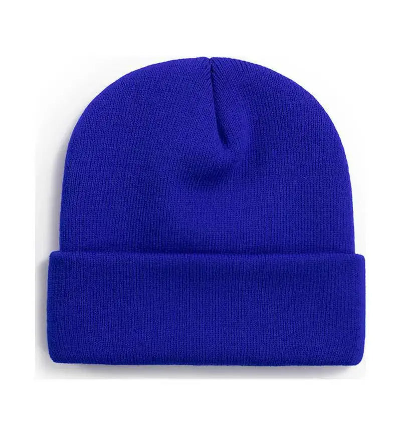 Chapeau froid uni tricoté de couleur unie, bord roulé, personnalisable, polyvalent, décontracté, polyvalent, chaud, pour hommes et femmes