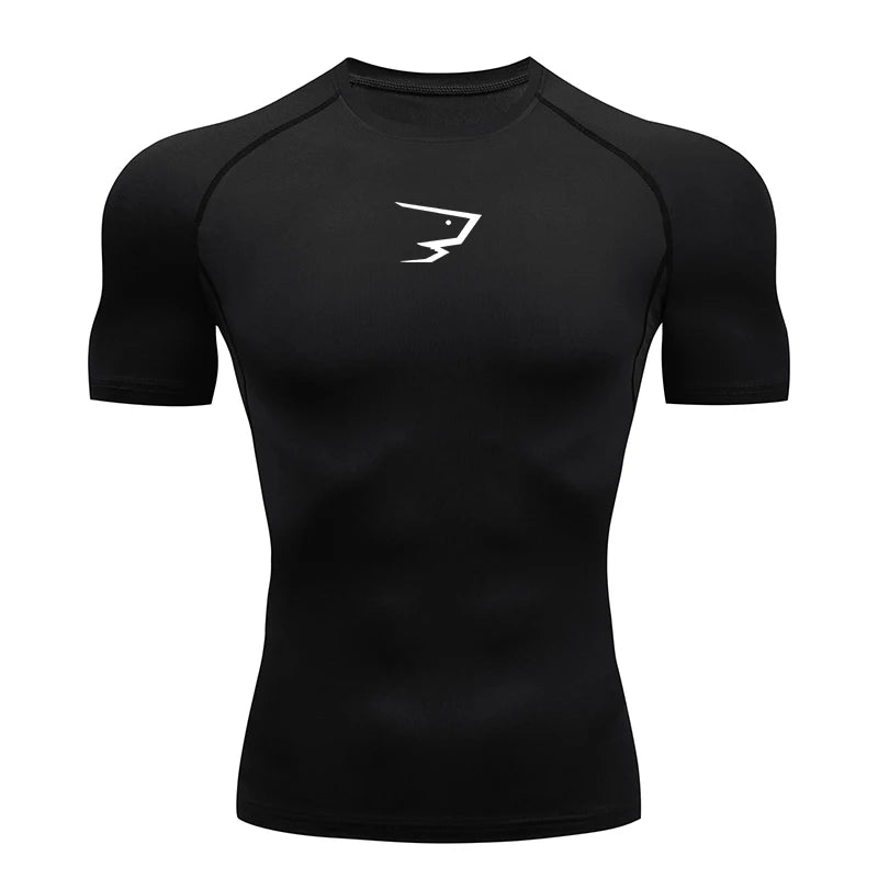 T-shirt à manches courtes Sport t-shirts Gym Fitness Hommes course Compression