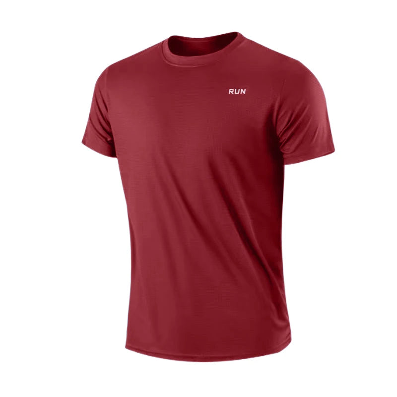 T-shirt à manches courtes pour homme, séchage rapide, évacuation de l'humidité, col rond, exercice d'entraînement, chemise de sport, gym