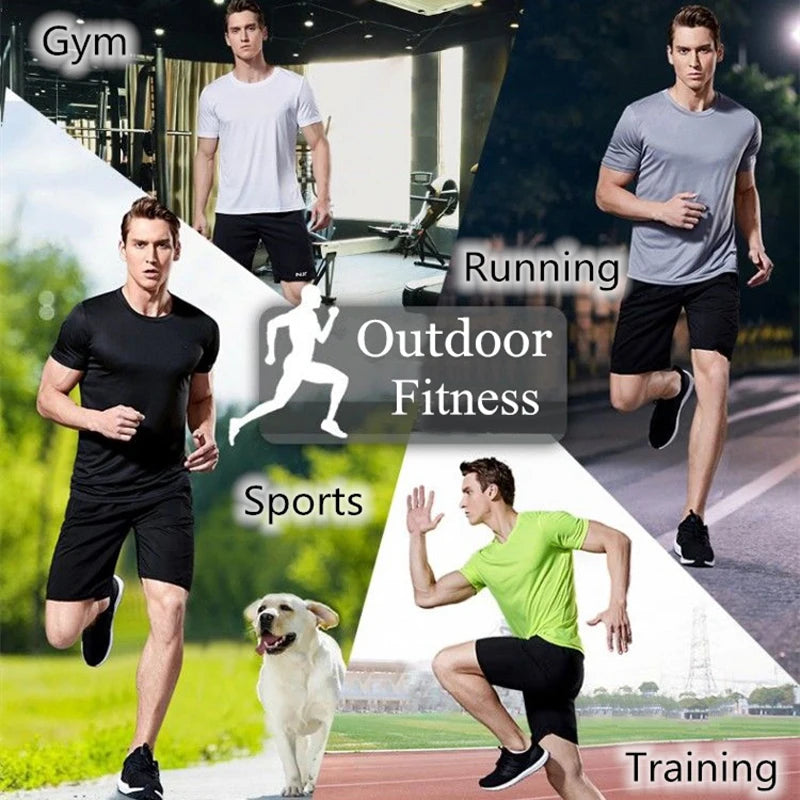T-shirt à manches courtes pour homme, séchage rapide, évacuation de l'humidité, col rond, exercice d'entraînement, chemise de sport, gym