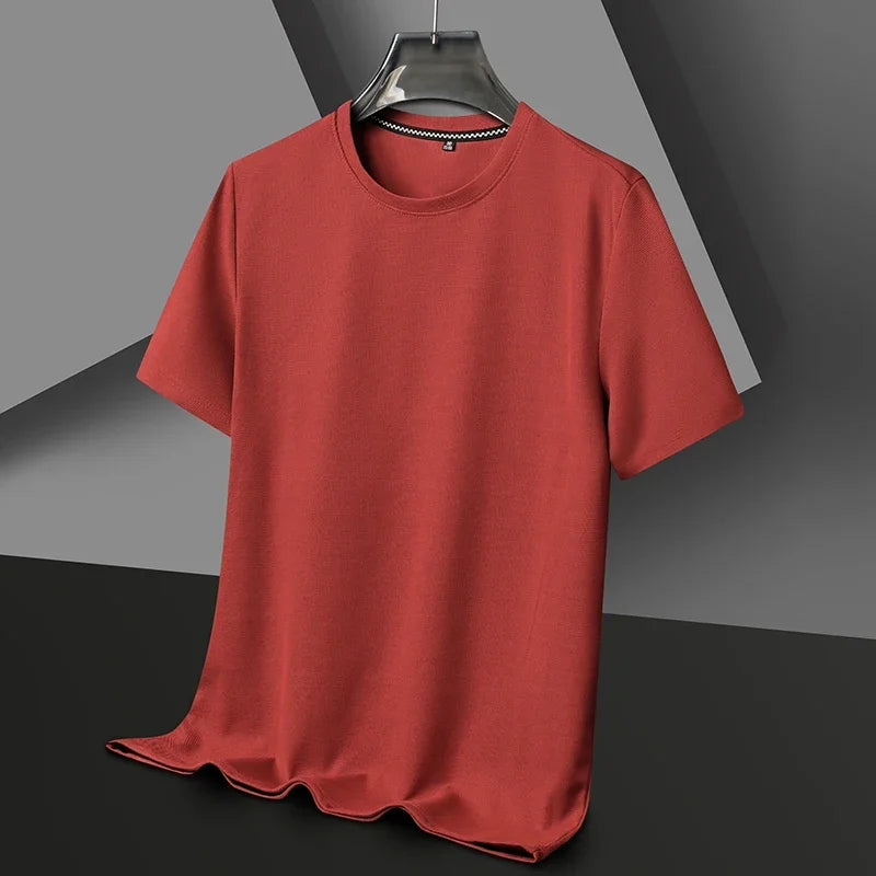 T-shirt à manches courtes et col rond gaufré pour hommes