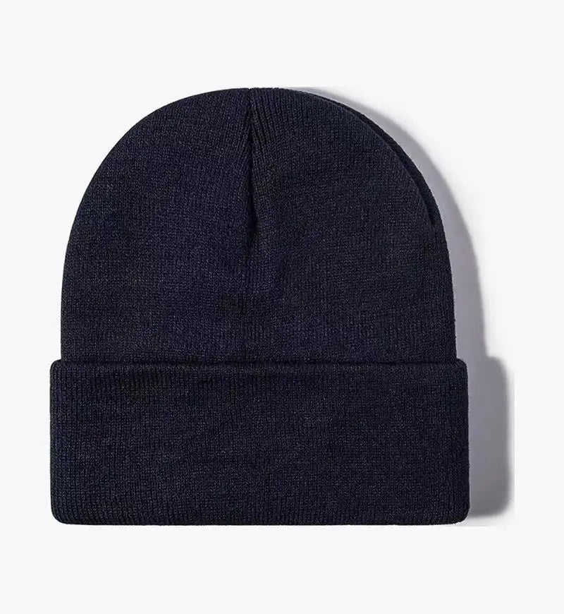Chapeau froid uni tricoté de couleur unie, bord roulé, personnalisable, polyvalent, décontracté, polyvalent, chaud, pour hommes et femmes