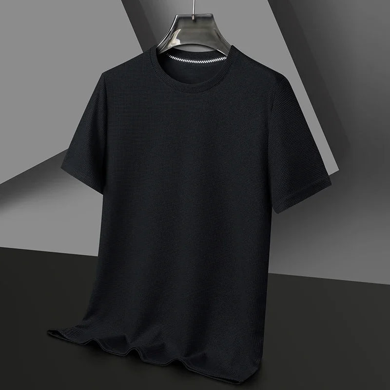 T-shirt à manches courtes et col rond gaufré pour hommes