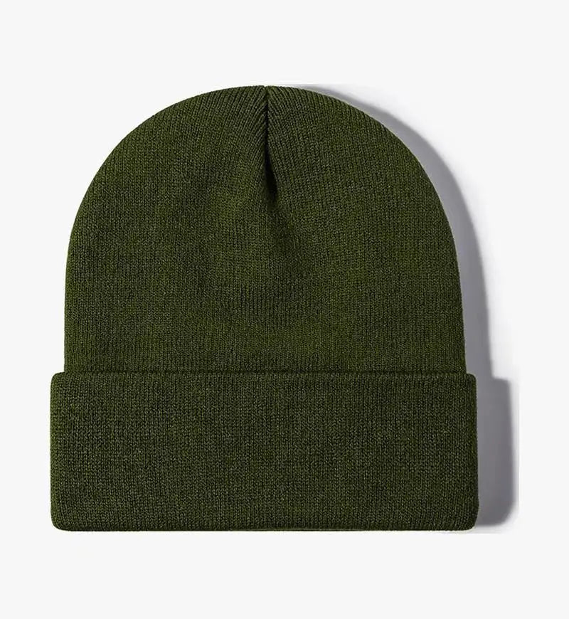 Chapeau froid uni tricoté de couleur unie, bord roulé, personnalisable, polyvalent, décontracté, polyvalent, chaud, pour hommes et femmes