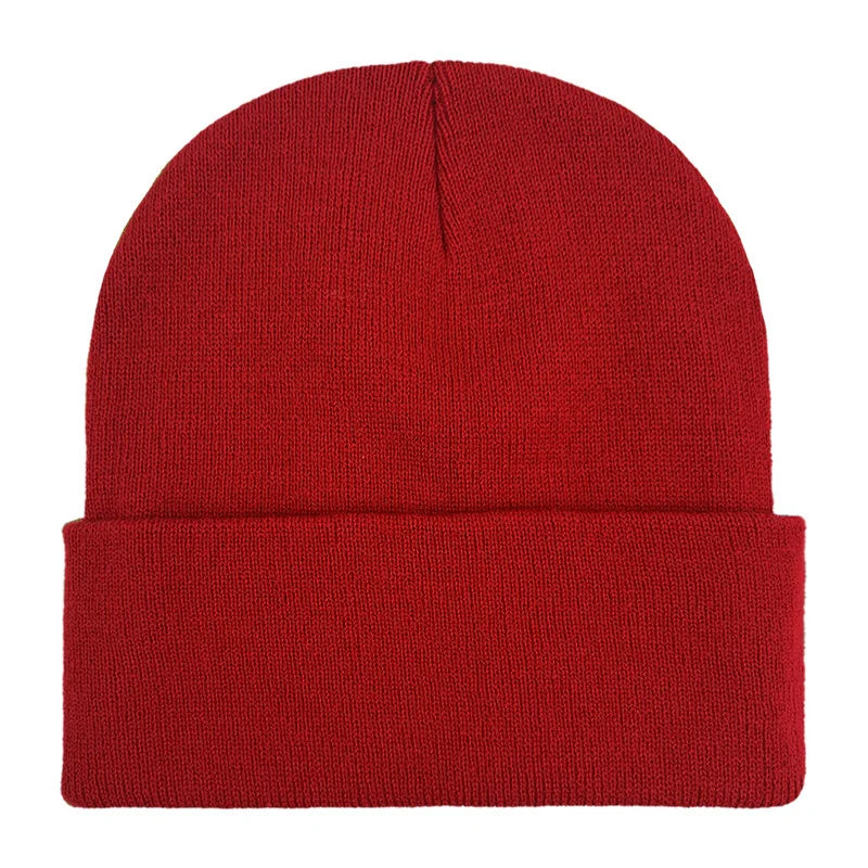Chapeau froid uni tricoté de couleur unie, bord roulé, personnalisable, polyvalent, décontracté, polyvalent, chaud, pour hommes et femmes