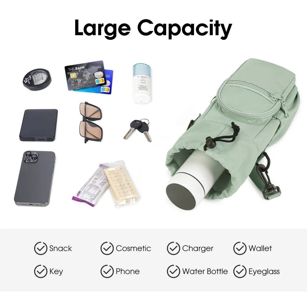 Sac de bouteille d'eau Portable avec sangle réglable, tasses thermiques, housse de protection isolée, poche pour téléphone, sac de voyage pour Sports de plein air