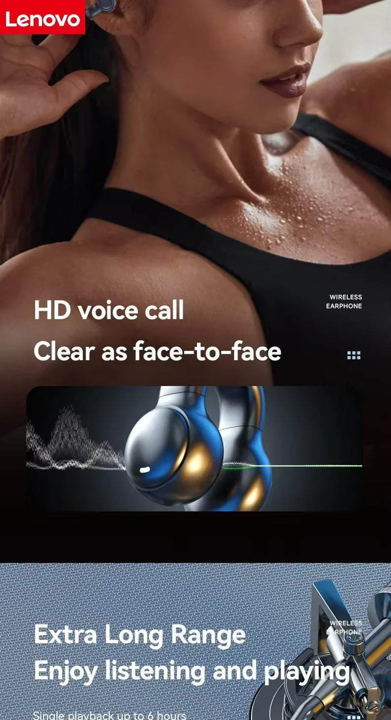 Écouteurs sans fil Lenovo Original M47, casque Bluetooth, écouteurs de recharge, écouteurs à conduction osseuse