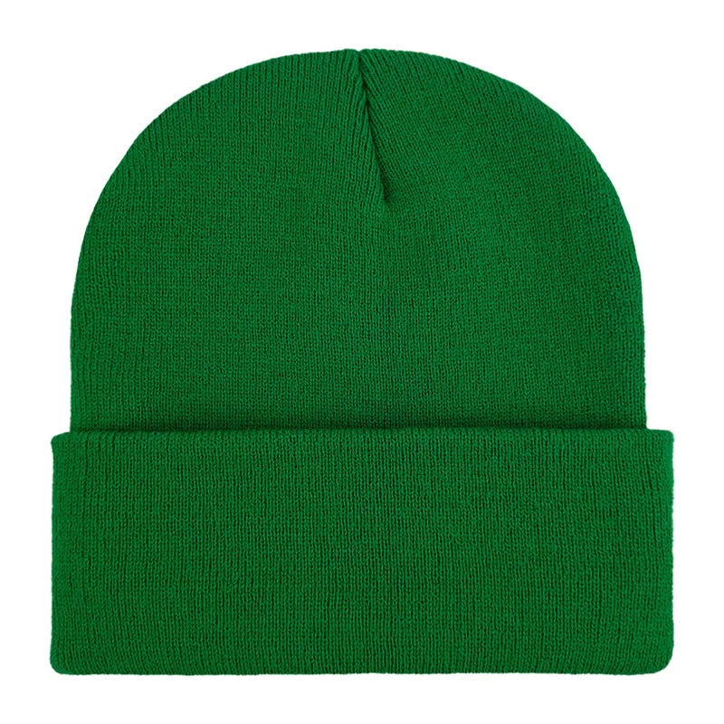 Chapeau froid uni tricoté de couleur unie, bord roulé, personnalisable, polyvalent, décontracté, polyvalent, chaud, pour hommes et femmes