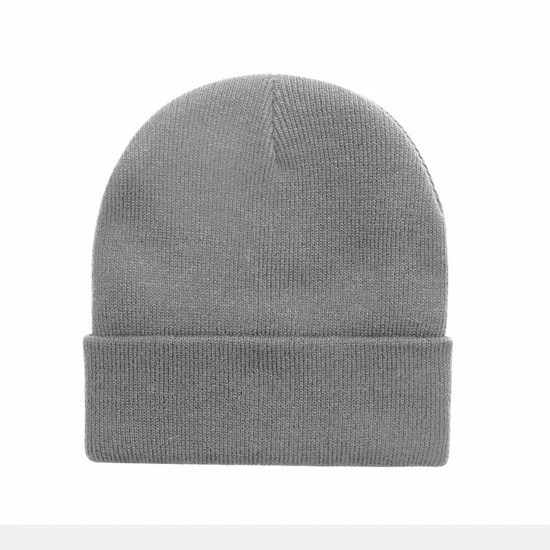 Chapeau froid uni tricoté de couleur unie, bord roulé, personnalisable, polyvalent, décontracté, polyvalent, chaud, pour hommes et femmes