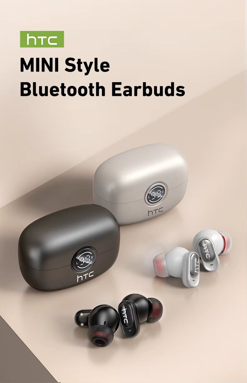 Écouteurs Bluetooth 6.0 TWS HTC NE79 avec traduction IA 135 langues, suppression du bruit ENC, son stéréo HiFi et écran LED
