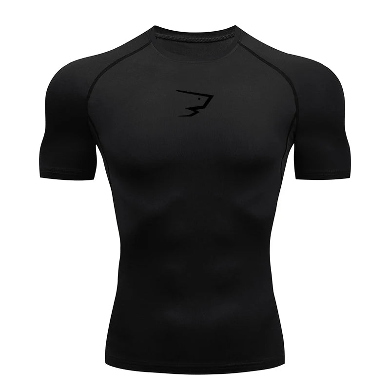T-shirt à manches courtes Sport t-shirts Gym Fitness Hommes course Compression