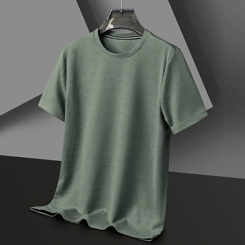 T-shirt à manches courtes et col rond gaufré pour hommes