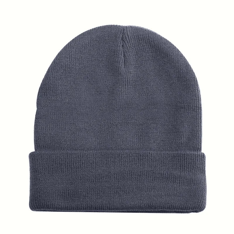 Chapeau froid uni tricoté de couleur unie, bord roulé, personnalisable, polyvalent, décontracté, polyvalent, chaud, pour hommes et femmes