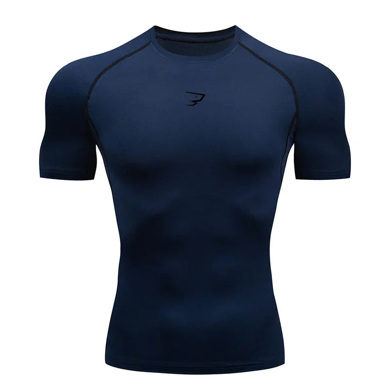 T-shirt à manches courtes Sport t-shirts Gym Fitness Hommes course Compression