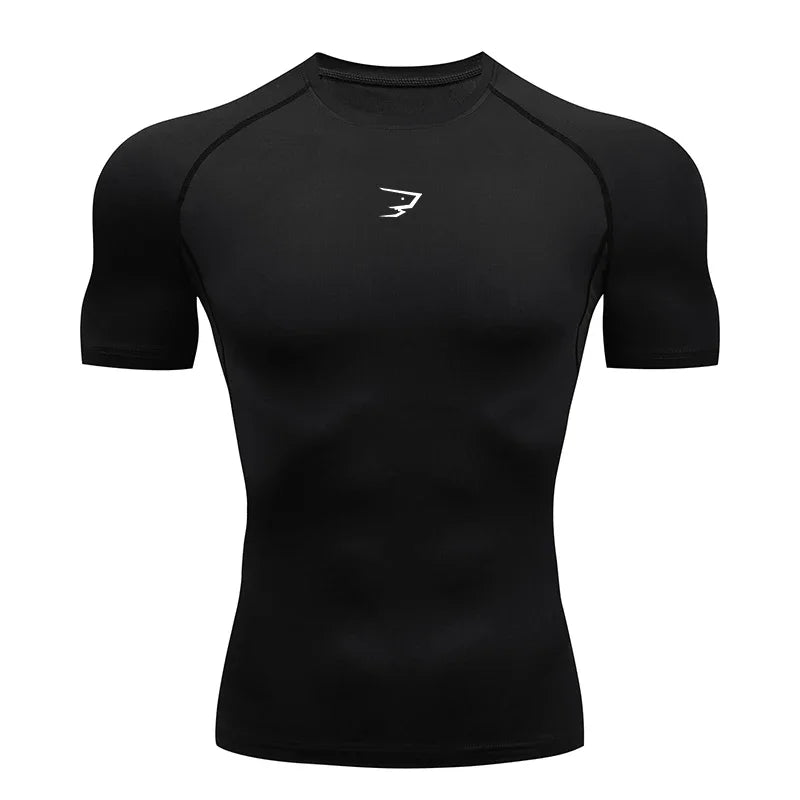T-shirt à manches courtes Sport t-shirts Gym Fitness Hommes course Compression