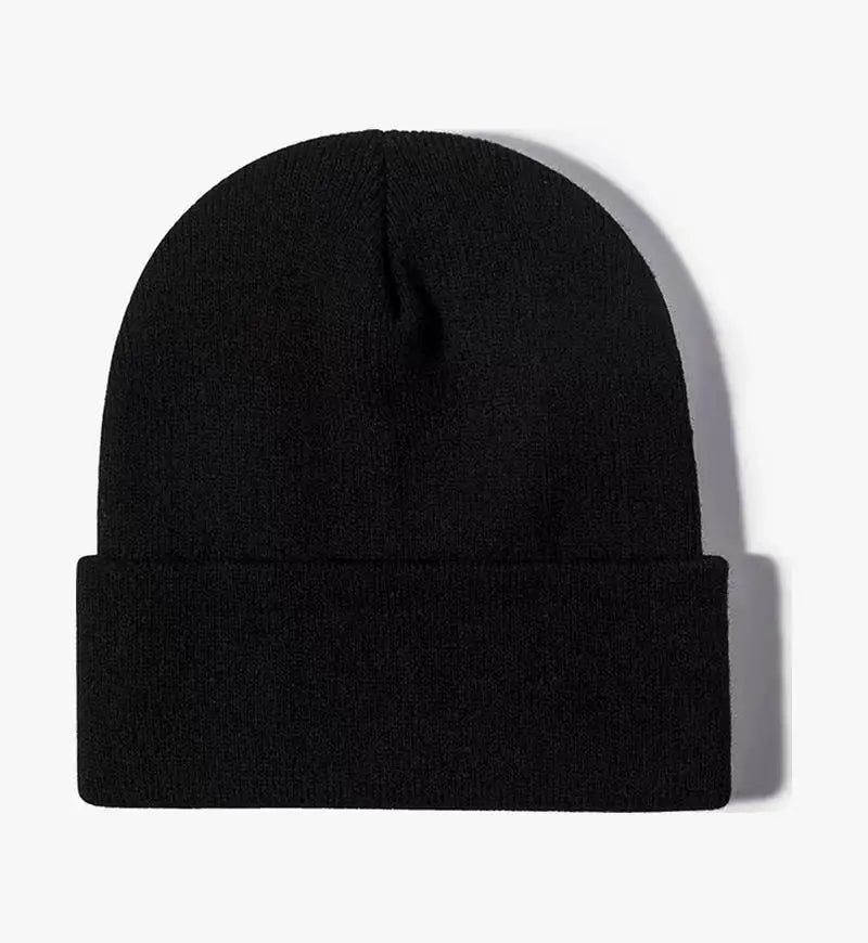 Chapeau froid uni tricoté de couleur unie, bord roulé, personnalisable, polyvalent, décontracté, polyvalent, chaud, pour hommes et femmes