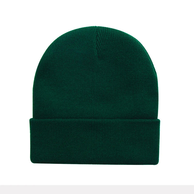 Chapeau froid uni tricoté de couleur unie, bord roulé, personnalisable, polyvalent, décontracté, polyvalent, chaud, pour hommes et femmes