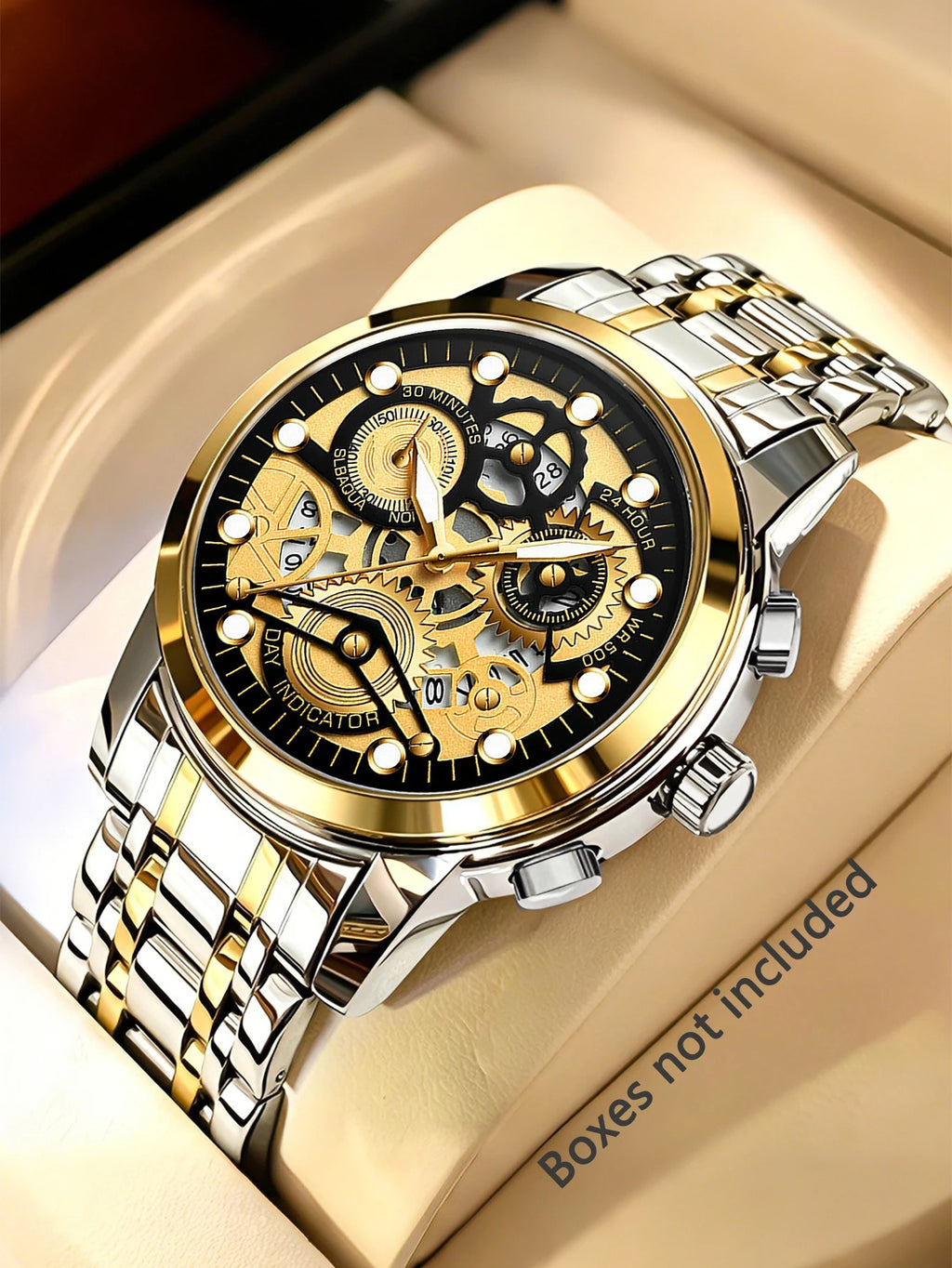 Montre Homme Quartz Automatique Chronographe - Bracelet Acier Inoxydable