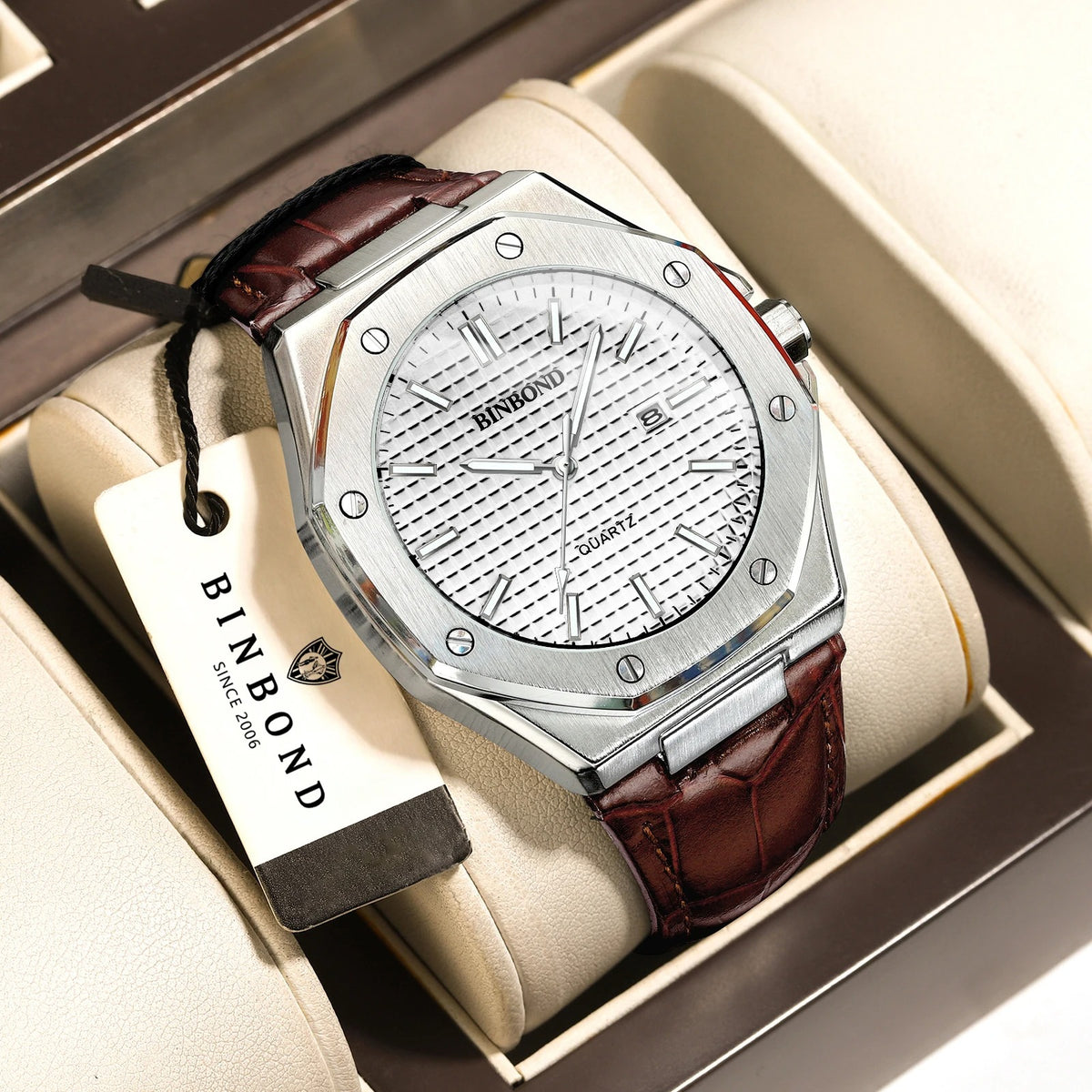 BINBOND-Montre Pour Homme Casual Fashion-Bracelet en cuir