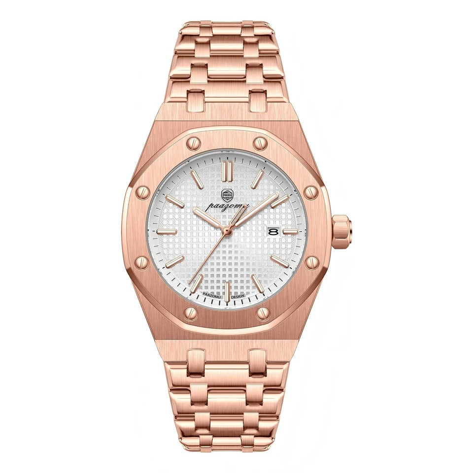 Montre de luxe PAAZOMU pour hommes, en acier inoxydable, étanche et lumineuse