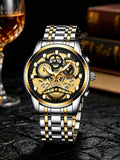 Montre Homme Quartz Automatique Chronographe - Bracelet Acier Inoxydable