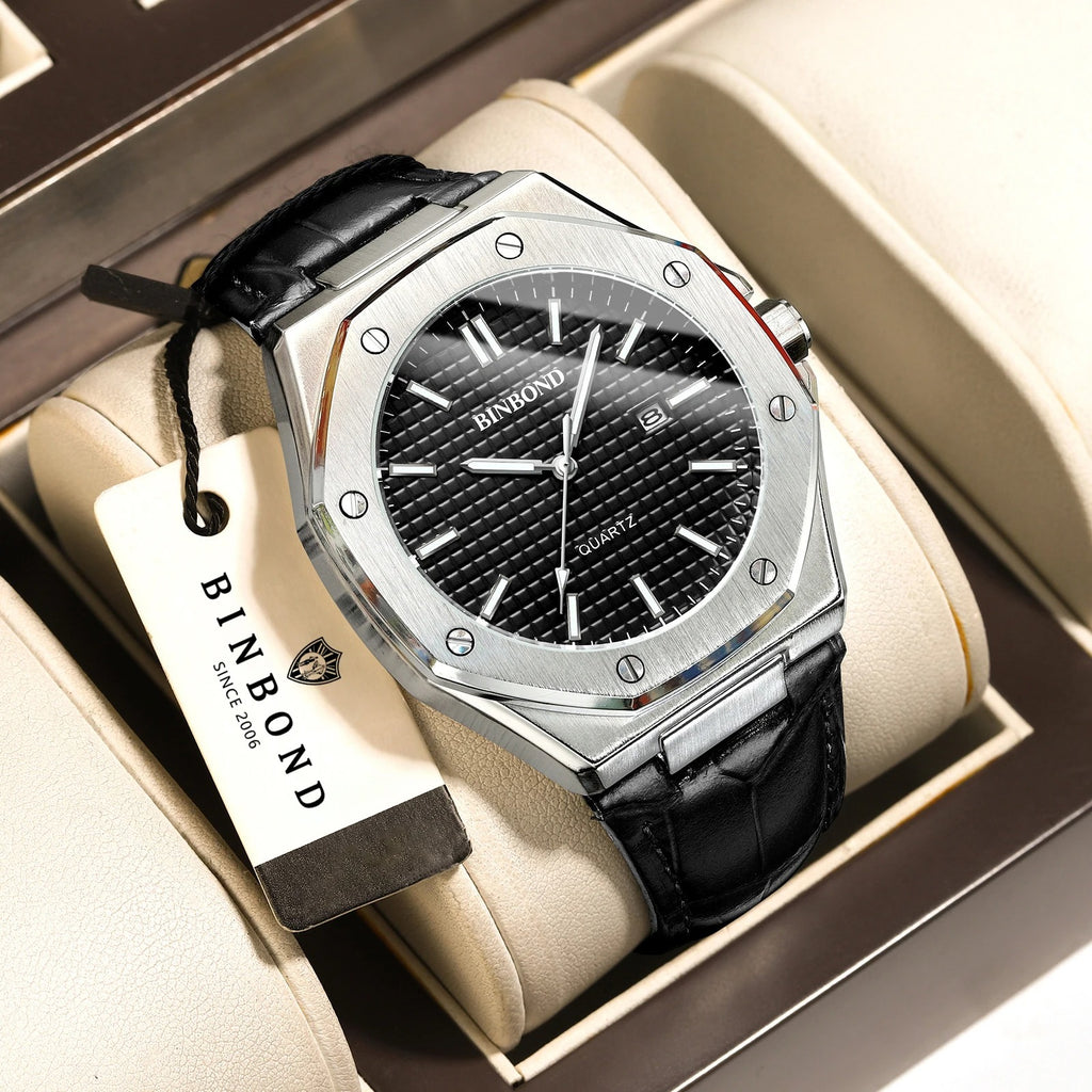 BINBOND-Montre Pour Homme Casual Fashion-Bracelet en cuir