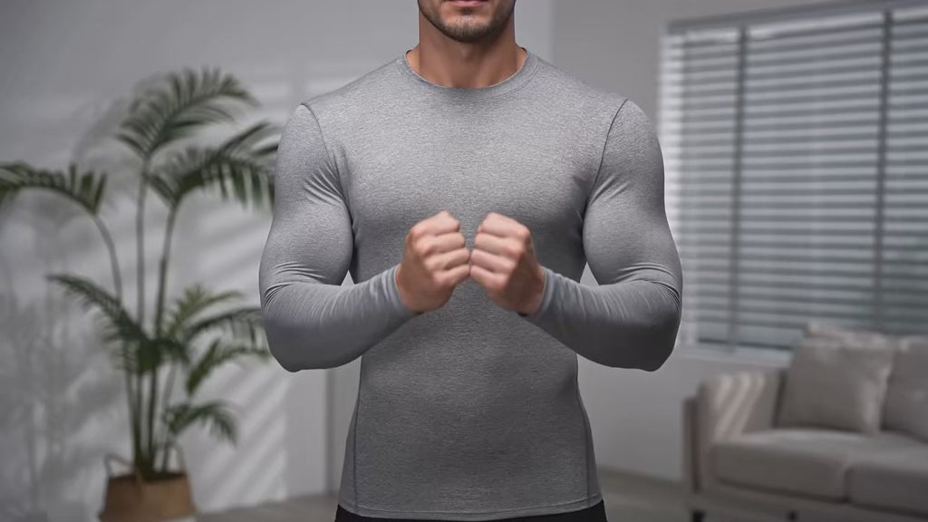 Sous-vêtement thermique à manches longues pour hommes, mince, ajusté, séchage rapide, élastique,  vêtements de sport, fitness