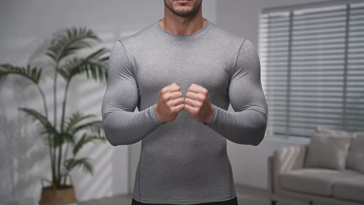 Sous-vêtement thermique à manches longues pour hommes, mince, ajusté, séchage rapide, élastique,  vêtements de sport, fitness