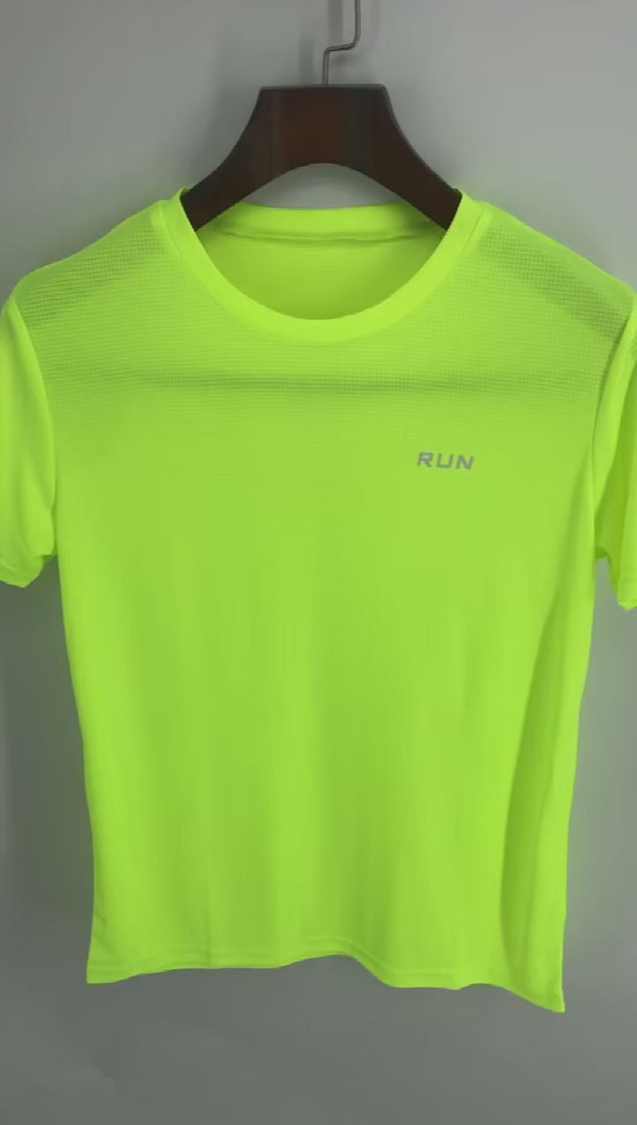 T-shirt à manches courtes pour homme, séchage rapide, évacuation de l'humidité, col rond, exercice d'entraînement, chemise de sport, gym